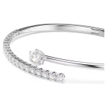 Matrix bangle Round cut, White, Rhodium plated